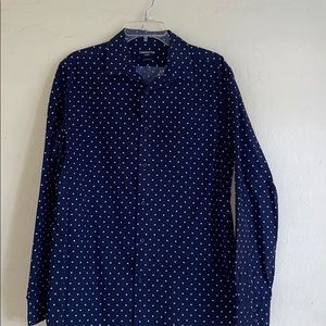 Navy blue button down collared shirt